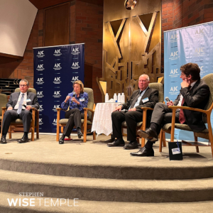 Wise and AJC Antisemitism panel discussion in Plotkin Chapel.